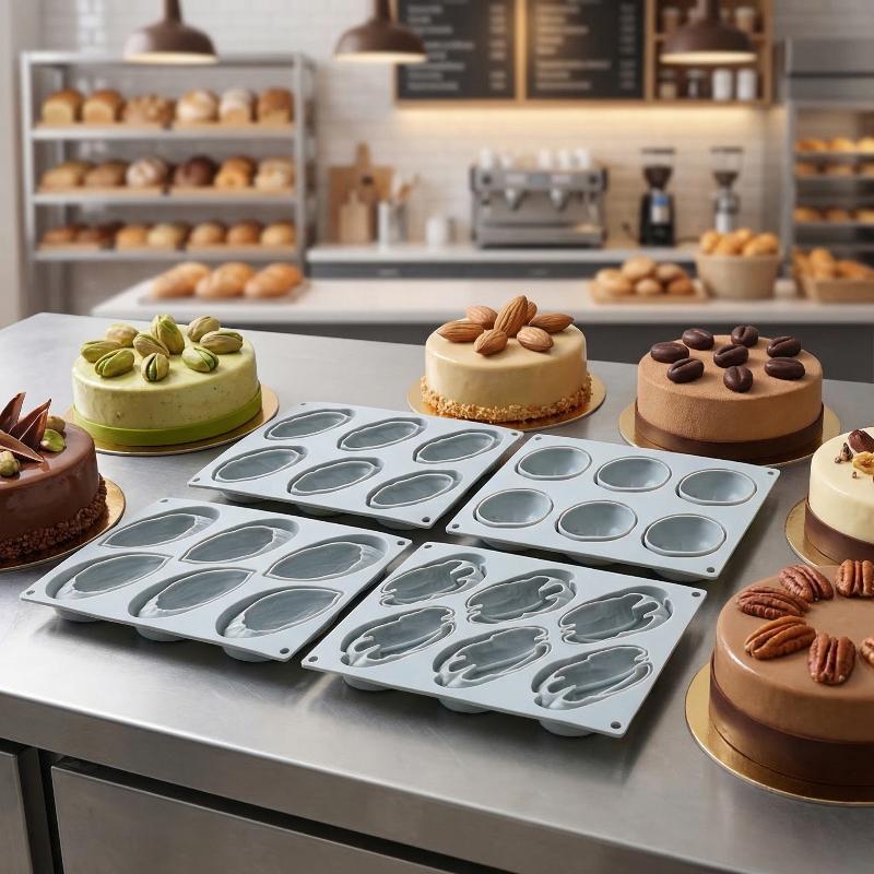 Kitchen Design For Baking - 6-Cell Silicone Chocolate Mold Pistachios Pecan