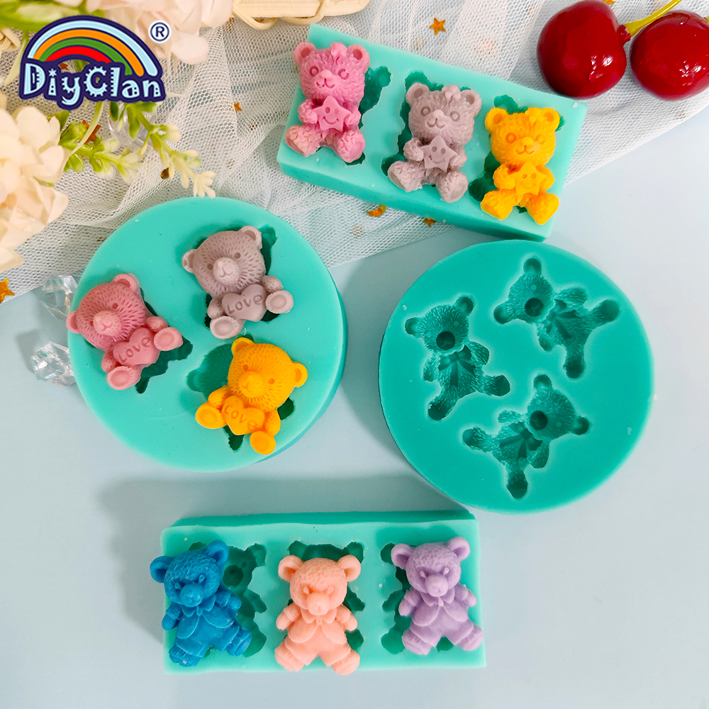 Kitchen Baking Items - Cute Mini Bear Silicone Mold Fondant