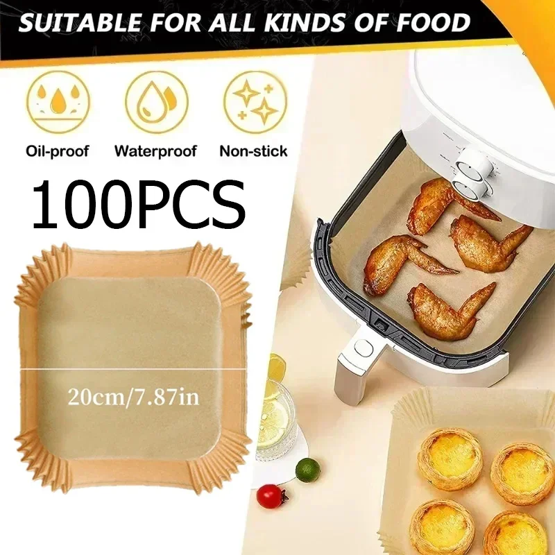Kitchen Baking Paper - 100PCS Airfryer Bakpapier Disposable Paper Tray
