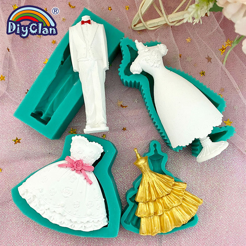 Kitchen Baking Items - Marry Decoration Silicone Mold Wedding Dress