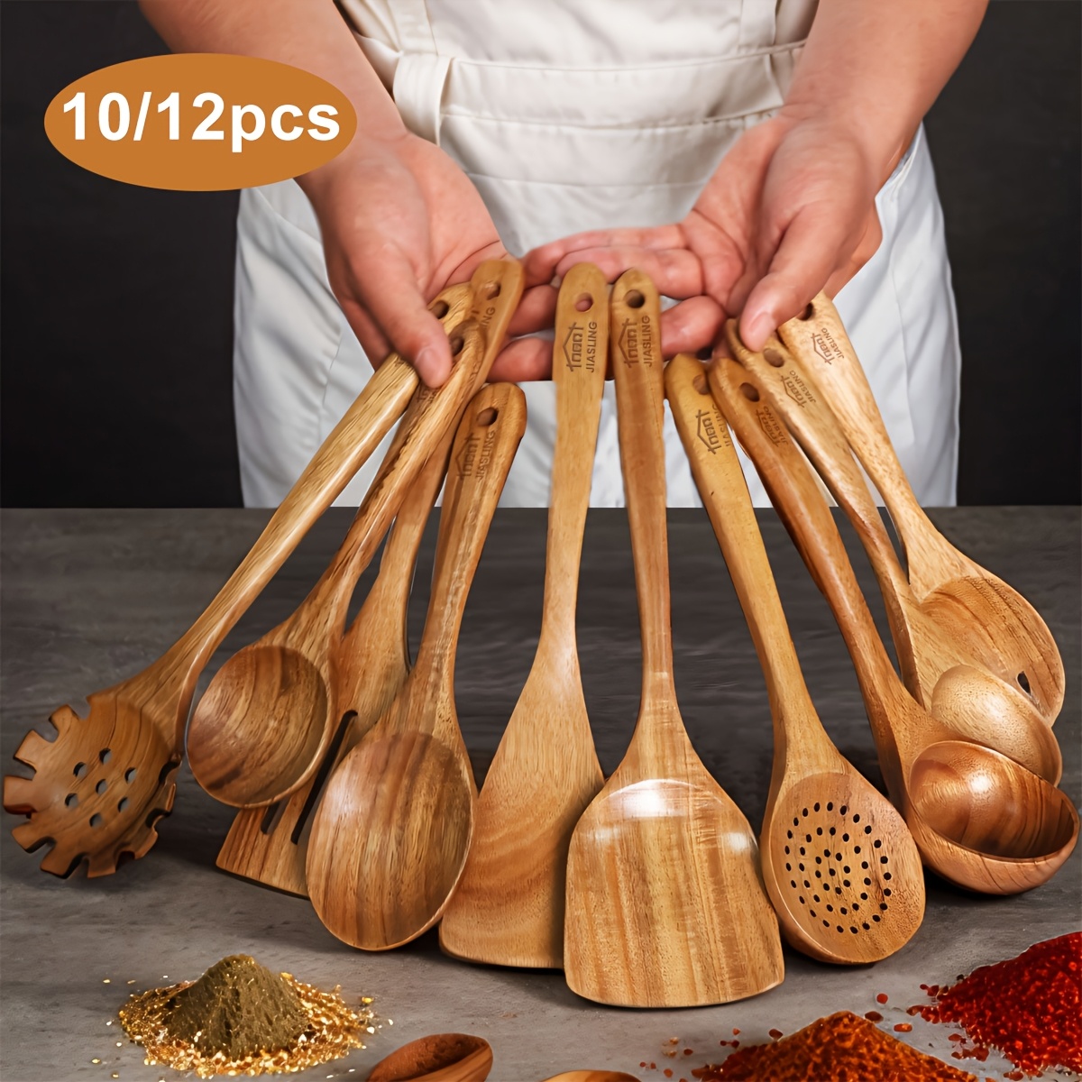 Baking Kitchen Set Up - us10/12pcs Non-Stick Cookware Set Wooden Kitchen