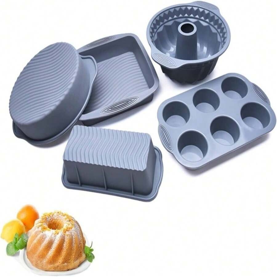 Kitchen Baking Must Haves - 5-Piece Silicone Baking Pan Set, Non-Stick