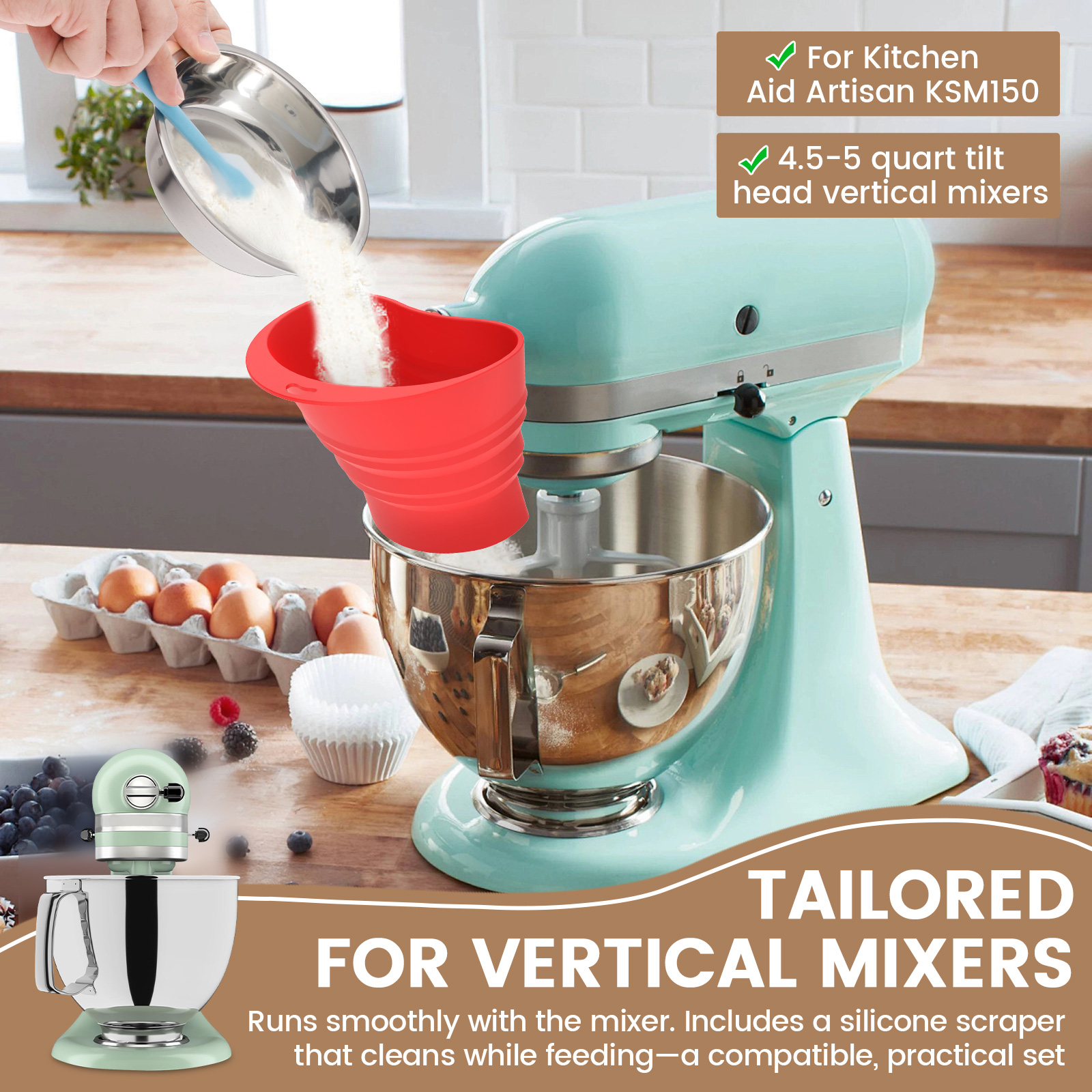 Flour Funnel Kitchen Aid Mixer - Kitchen Baking Aid recension och pris