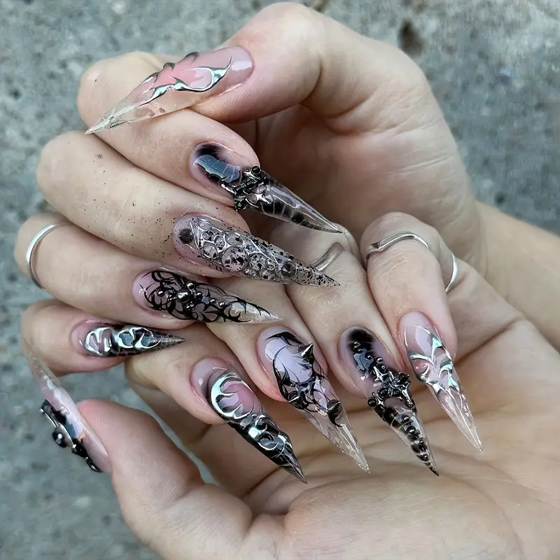 24pcs Long Stiletto False Nail - Decorating Tip Set recension och pris