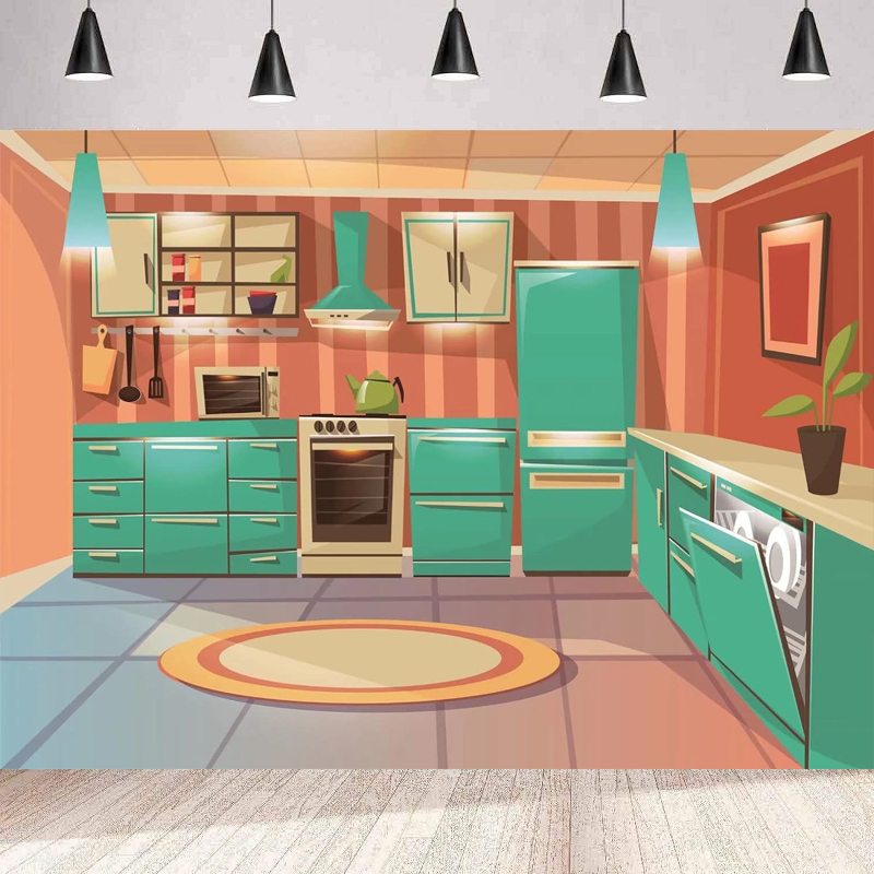 Photography Backdrop Cartoon K - Kitchen Baking Cupboard recension och pris