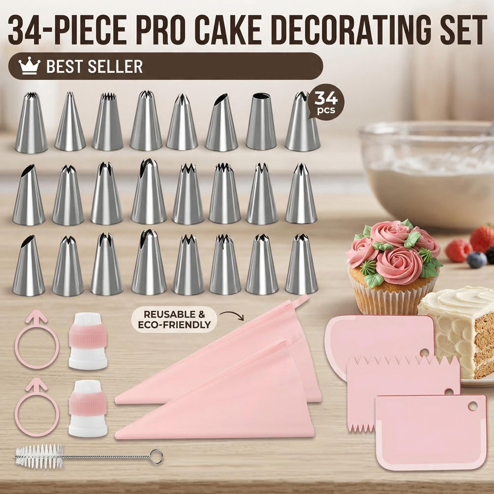 34pcs Piping Tips Set with TPU - Decorating Tip Set recension och pris