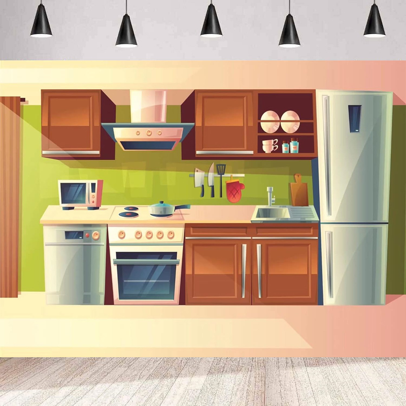 Photography Backdrop Cartoon K - Kitchen Baking Cupboard recension och pris