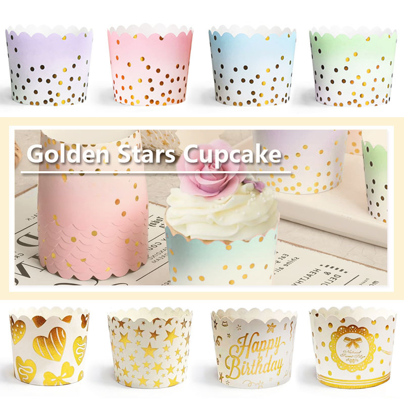50Pcs Gold Dots Paper Baking C - Kitchen Baking Paper recension och pris