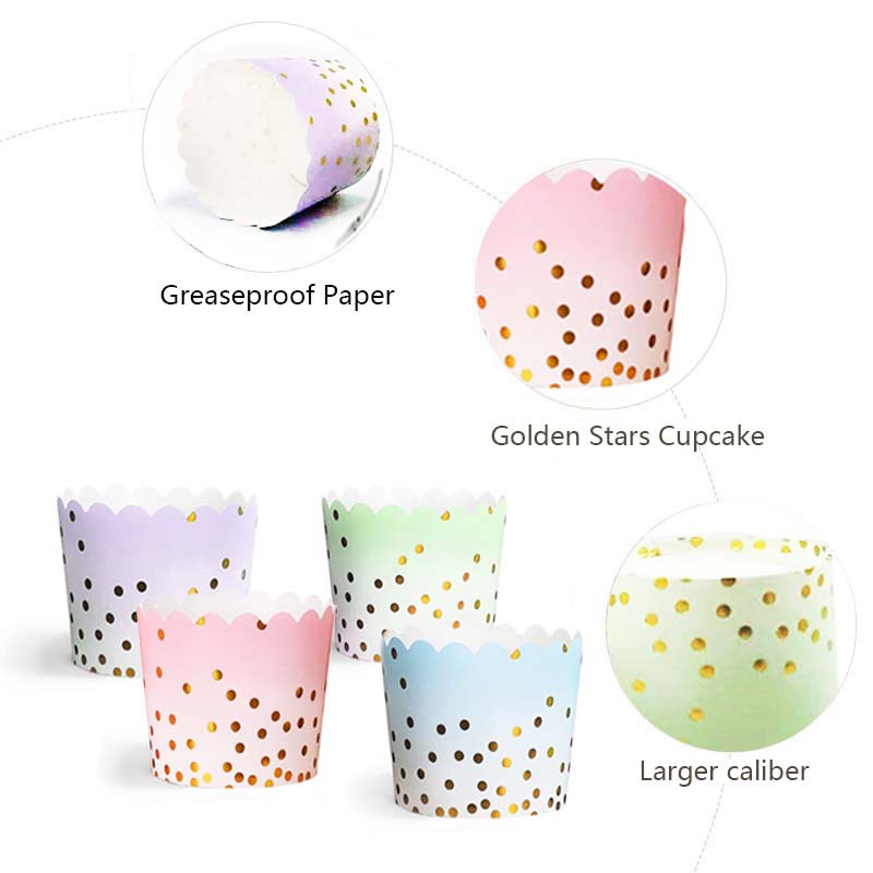 50Pcs Gold Dots Paper Baking C - Kitchen Baking Paper recension och pris