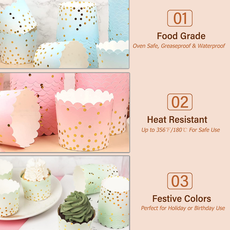 50Pcs Gold Dots Paper Baking C - Kitchen Baking Paper recension och pris