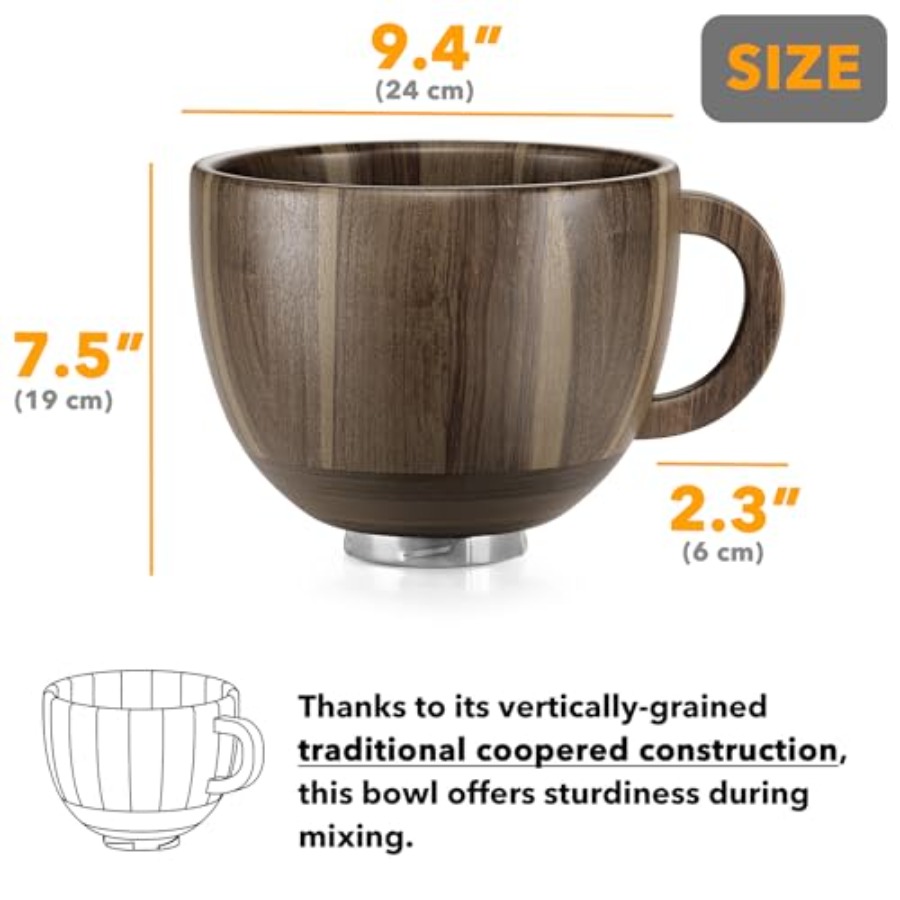 Kitchen wooden bowl with handl - Stand Mixer Bowl recension och pris