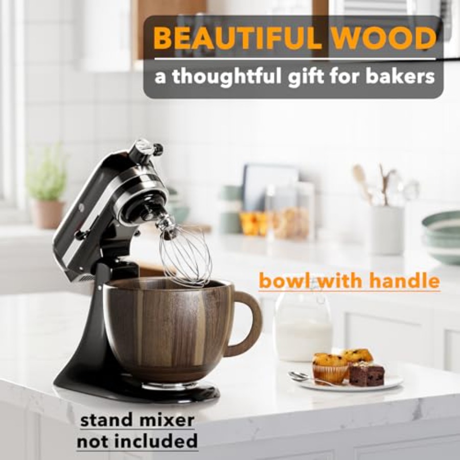 Kitchen wooden bowl with handl - Stand Mixer Bowl recension och pris