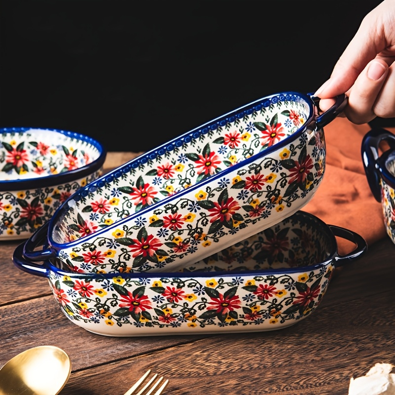 1pc,Floral ceramic baking tray - Kitchen Baking Must Haves recension och pris