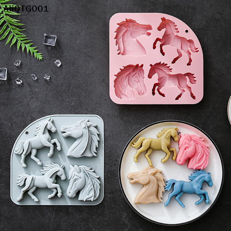 4-Cavity 3D Horse Silicone Mol - Kitchen Tools In Baking recension och pris