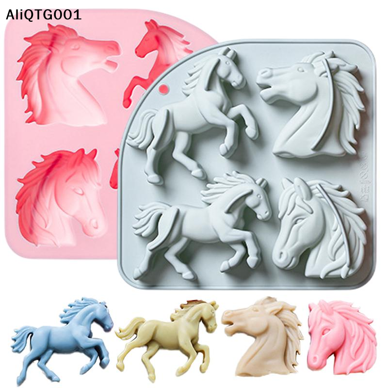 4-Cavity 3D Horse Silicone Mol - Kitchen Tools In Baking recension och pris