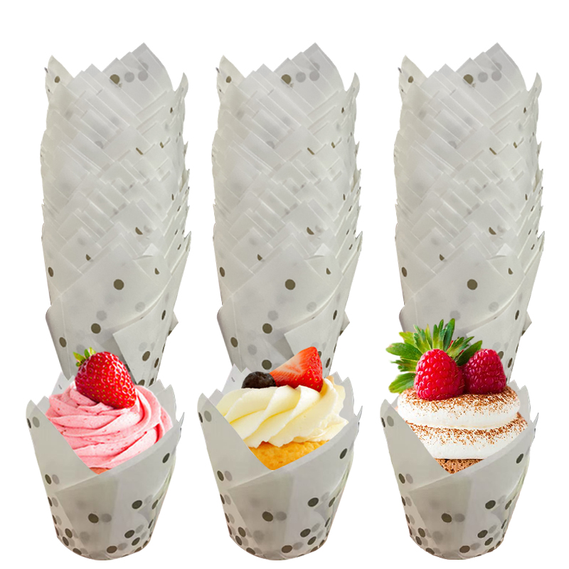 50Pcs/100Pcs Gold Dot Tulip Ca - Kitchen Baking Paper recension och pris