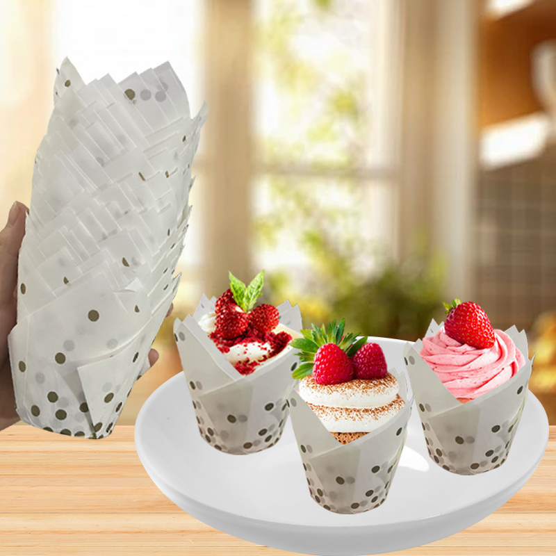 50Pcs/100Pcs Gold Dot Tulip Ca - Kitchen Baking Paper recension och pris